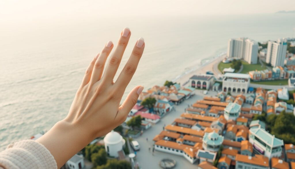 부산 여행 - aerial view of Busan cityscape with ocean and colorful Gamcheon Culture Village, travel destination Korea