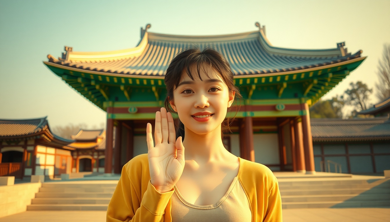 강화도 전등사 - Jeondeungsa Temple main hall Daeungjeon with traditional Korean roof tiles and wooden columns, warm sunlight, peaceful travel destination