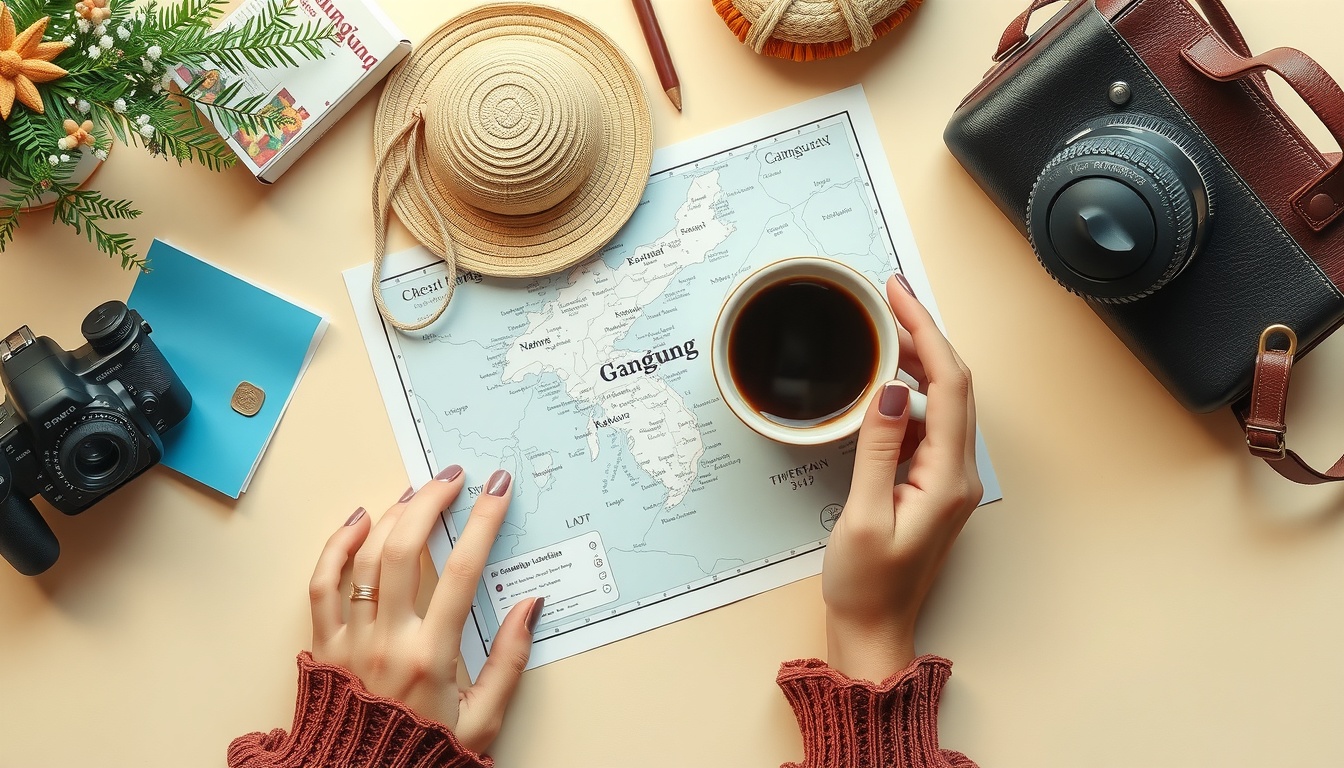 강릉 여행 - Jeongdongjin sunrise over East Sea with dramatic orange sky, Gangneung travel landmark concept