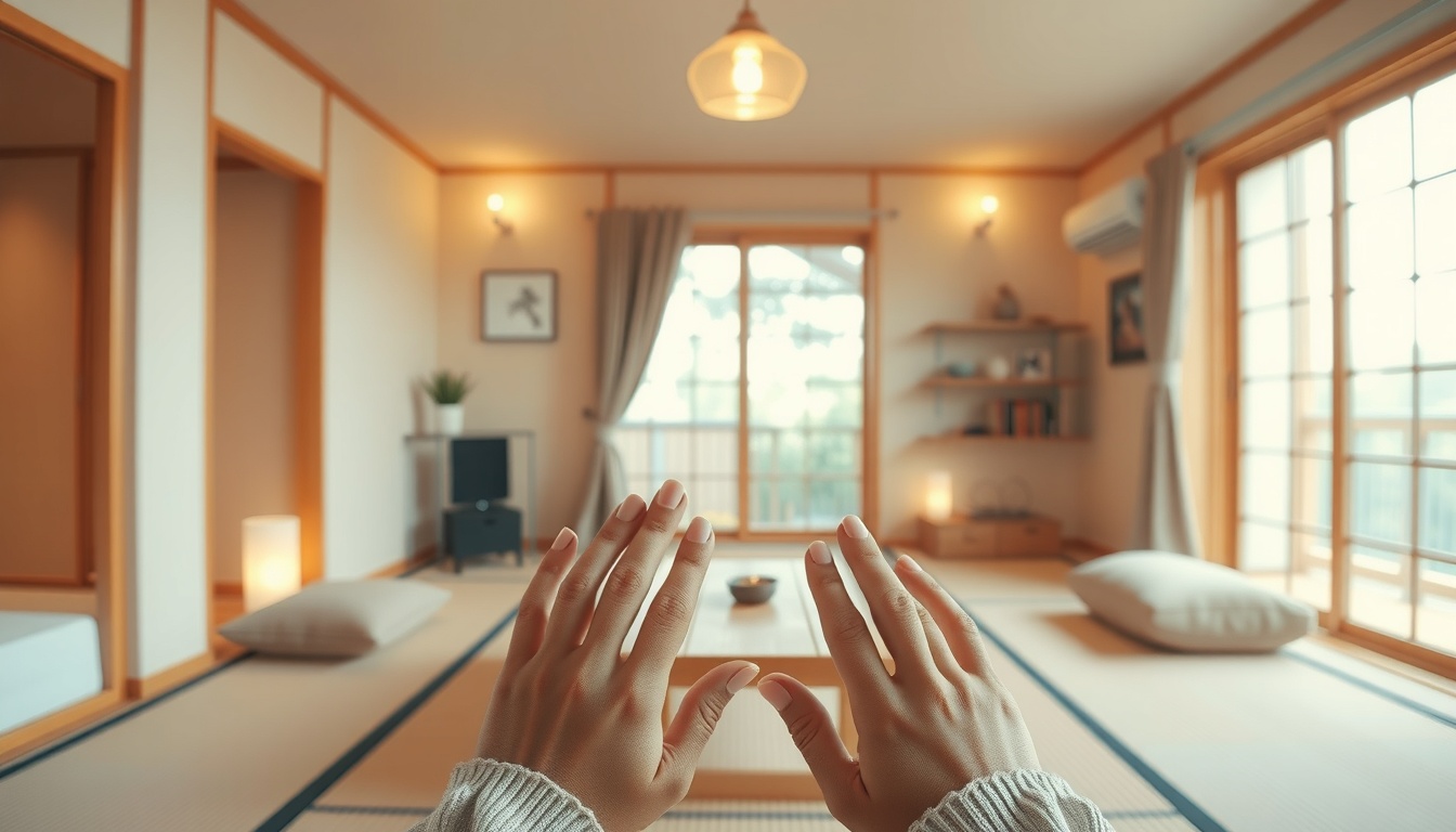 일본 여행 숙박비 줄이는 방법 게스트하우스 추천 - cozy and stylish Japanese guesthouse interior with tatami floor, warm lighting and minimalist decor, budget travel accommodation