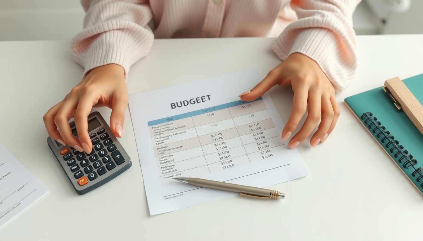 안정액가격 - flat lay of construction material price comparison documents, calculator, and pen on a clean desk, budget planning concept