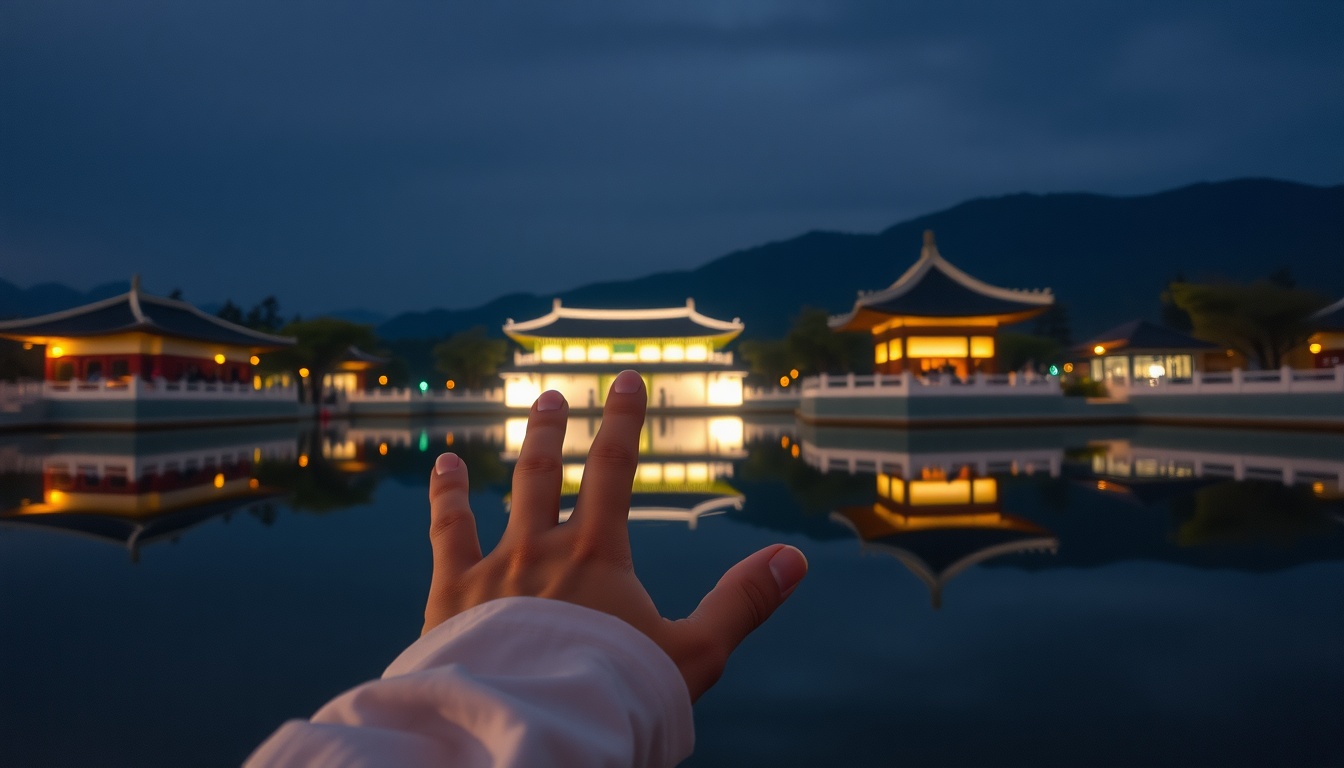 경주 시티투어 - Gyeongju Donggung and Wolji Pond night view with reflection lights on water, city tour travel