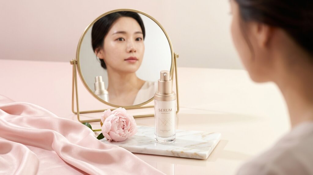 Woman looking at mirror 202606230035