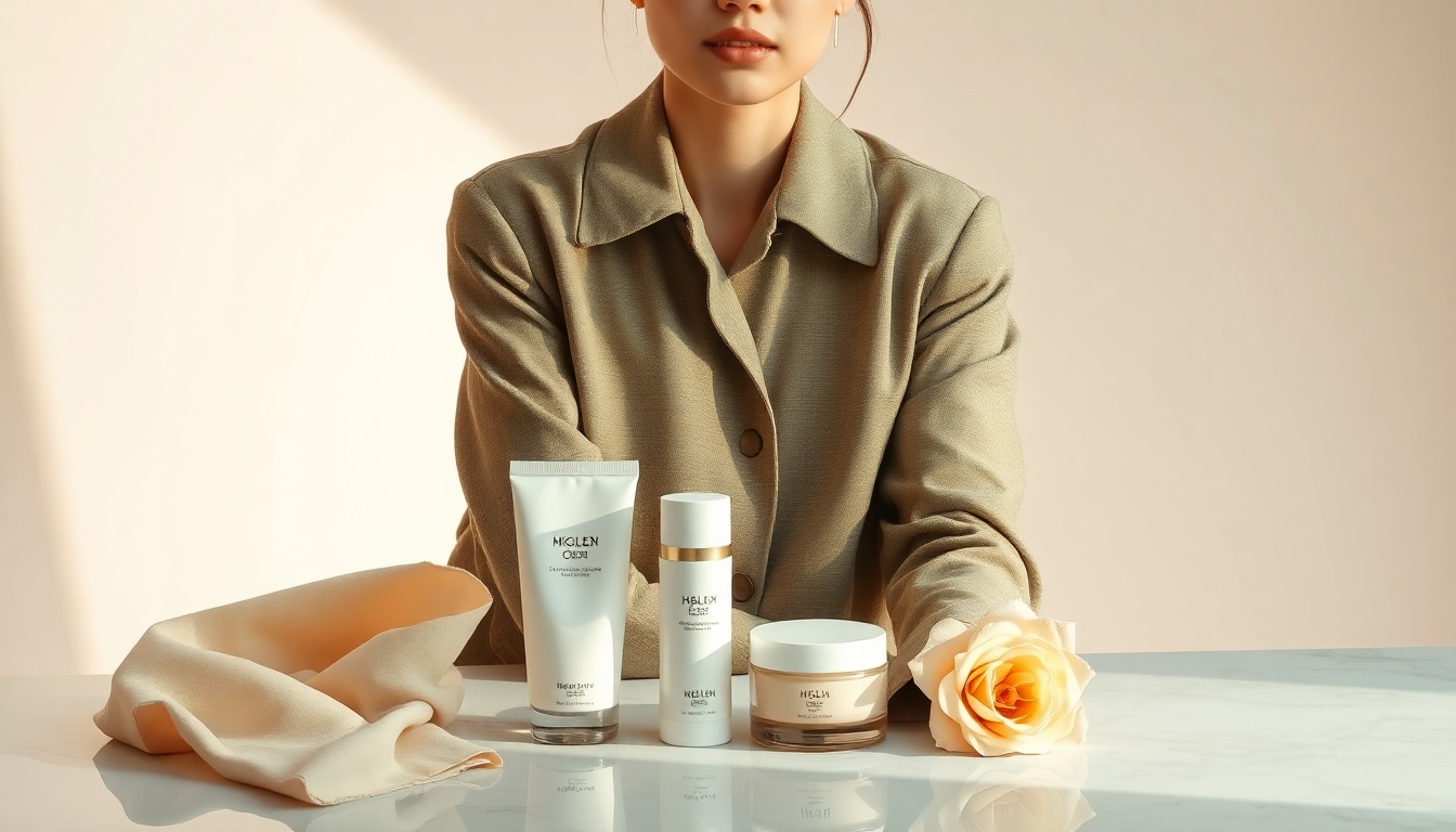 린넨 자켓 - Korean woman full body shot with face visible, wearing olive linen jacket with white crop top and wide pants, natural posture in outdoor setting