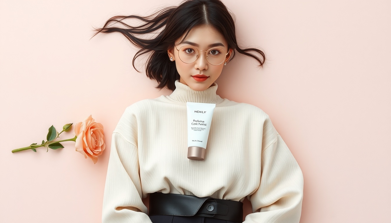 데일리 코디 - Korean woman full body shot with face visible, wearing stylish daily casual outfit in minimalist style, standing in natural light indoor setting