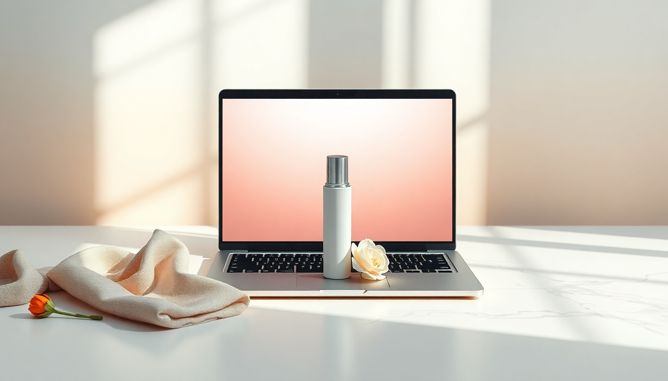 피그마 디자인 - flat lay of laptop screen showing Figma design interface with colorful UI components on white desk, figma design concept