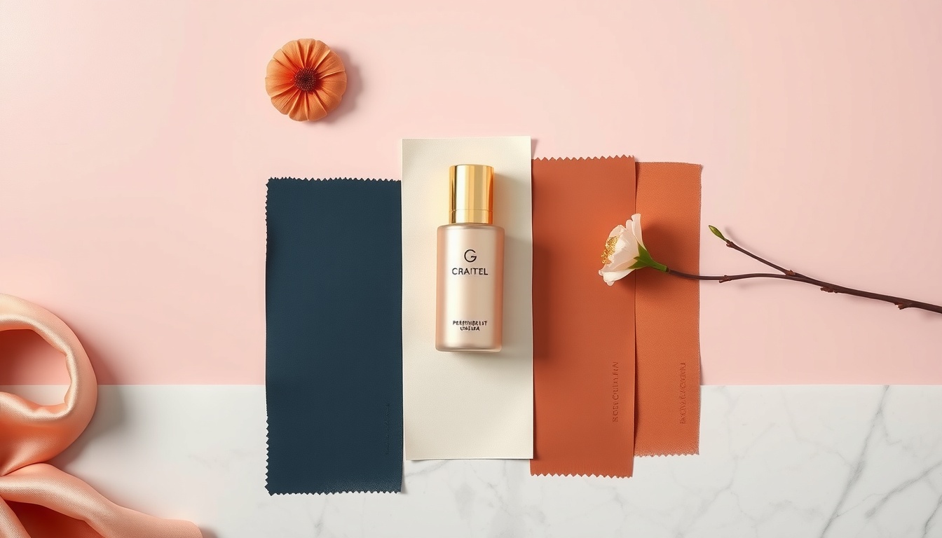 디자인 트렌드 - flat lay of color palette swatches in sage green, terracotta, dark navy and gold tones, 2026 design trend eco luxury concept
