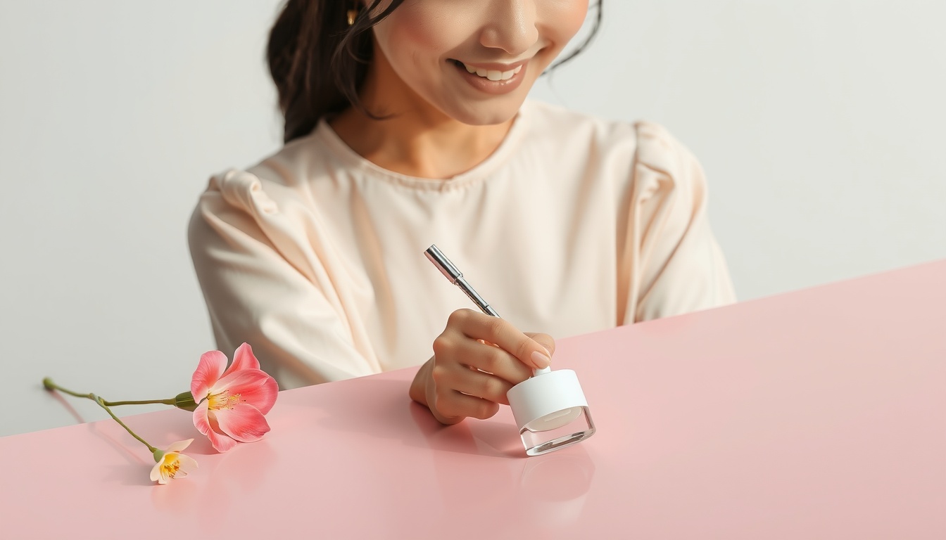 습관 만들기 - Korean woman upper body shot with face visible, smiling while writing in a habit tracker journal at home, natural hands