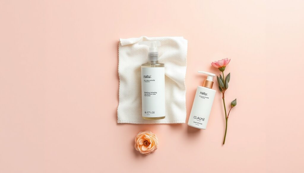 청소 꿀팁 - flat lay of cleaning supplies including spray bottle, microfiber cloth, and natural cleaning ingredients on white background, cleaning tips concept