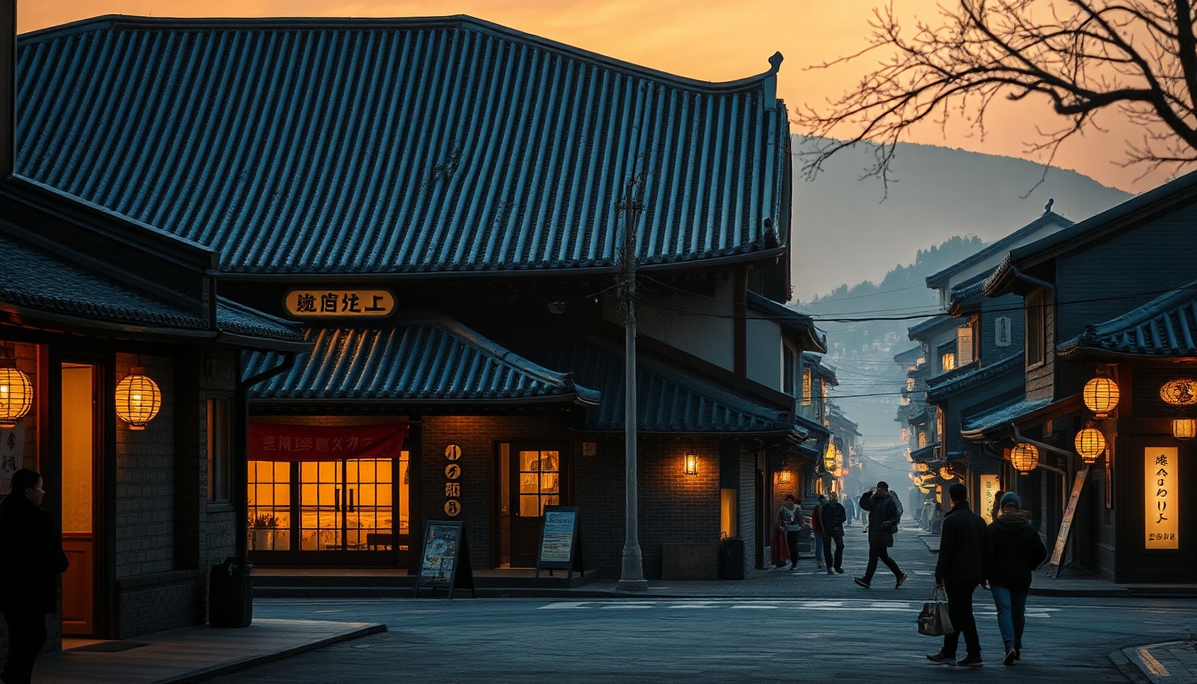 국내 여행지 추천 여행 - Korean traditional village Gyeongju Hwanglidangil street with hanok buildings and cozy cafe, domestic travel recommendation atmosphere, daytime soft light