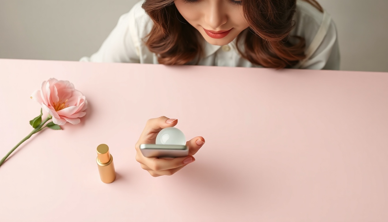 안정액가격 - Korean woman upper body shot with face visible, comparing prices on smartphone and laptop in bright home office, natural hands