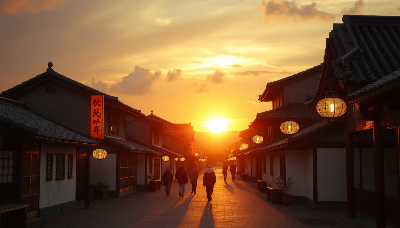 국내 여행지 추천 여행 - scenic view of Jeonju Hanok Village with traditional Korean houses and warm sunlight, domestic travel recommendation