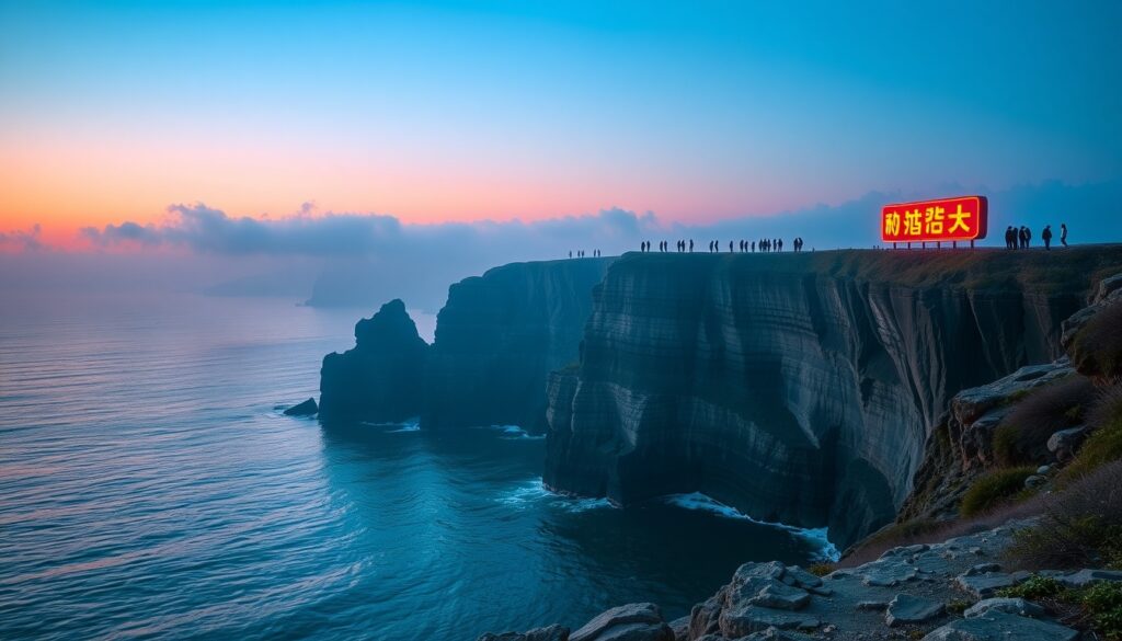 부모님이 사진 - dramatic basalt cliff coastline in South Korea, emerald green sea, wide landscape shot, no people, natural light photography