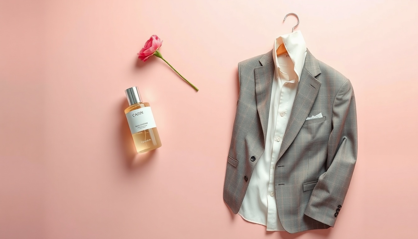 상견례 옷차림 남자 - flat lay of men's formal outfit for meeting parents, suit jacket, dress shirt, tie, and leather shoes on white background