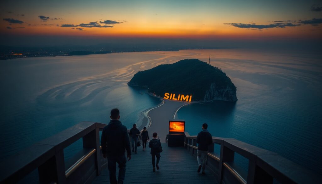 실미 유원지 - aerial view of Silmi Yuwonji beach and island in Incheon, turquoise water and sandy shore, travel destination