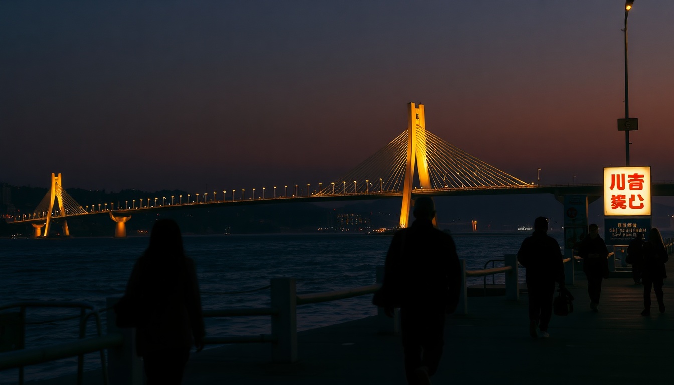 부산 여행 코스 여행 - Gwangalli beach night view with Gwangandaegyo bridge illuminated in Busan travel course