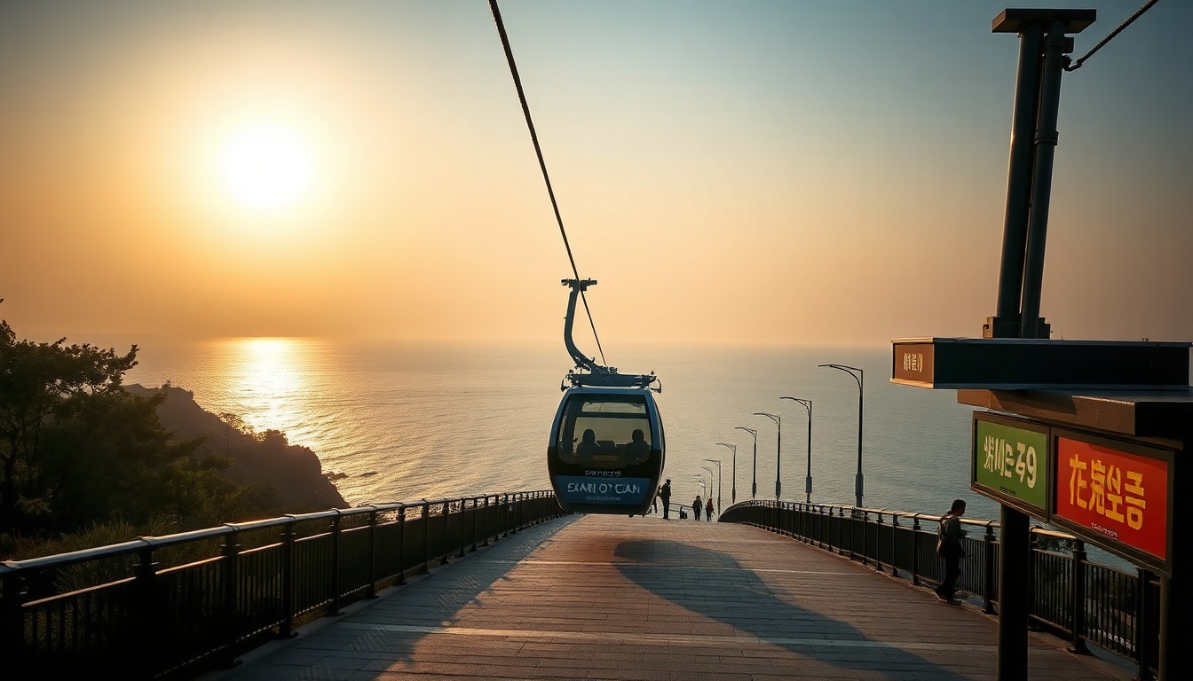 부산 여행 코스 여행 - Songdo Ocean Cable Car Busan with sea view, sunny day travel destination Korea