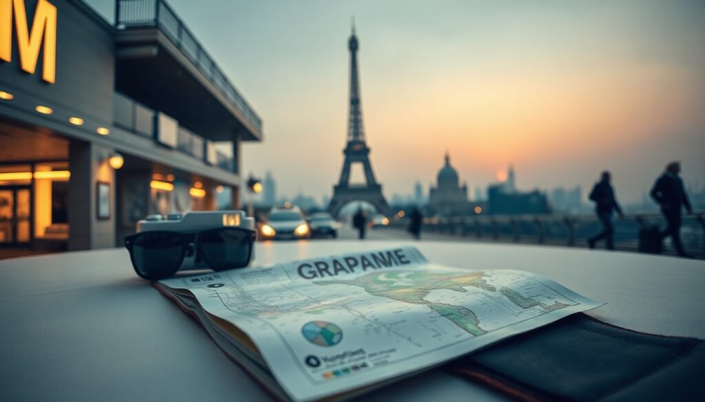 국내 여행지 추천 여행 - flat lay of travel essentials including map, sunglasses, and camera on pastel background, domestic travel recommendation concept