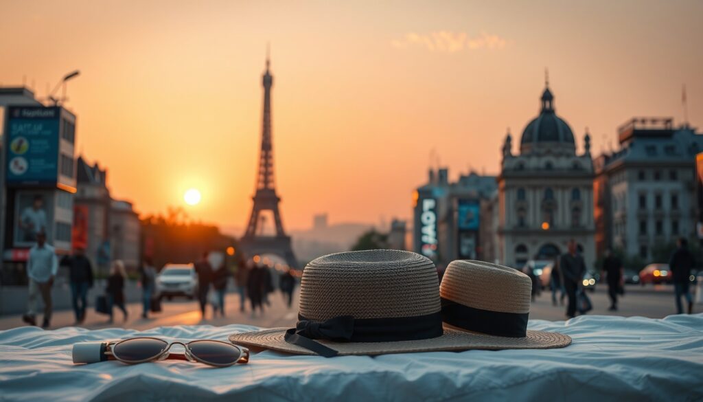 카드뉴스 여름휴가와 - flat lay of summer travel essentials including sunscreen hat and map on white background, summer festival vacation concept