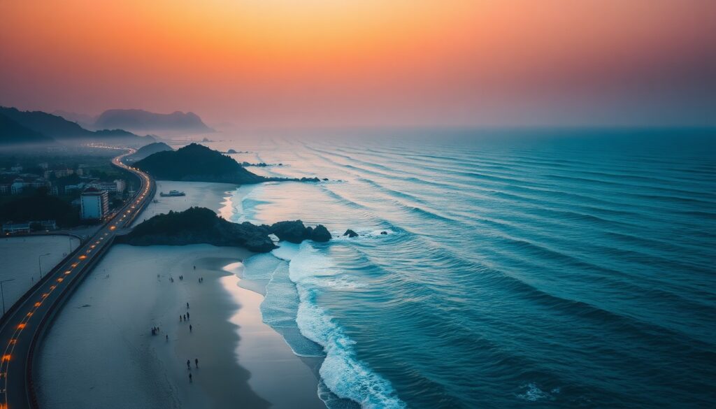 영종도 갈만한 곳 - aerial view of Yeongjongdo Island coastline with blue ocean and sandy beach, travel destination concept