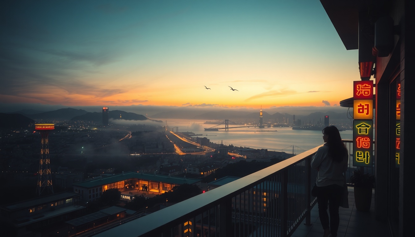 여름맞이 숙박세일 - scenic ocean view from a resort balcony in Goseong Korea during summer, summer accommodation sale travel concept
