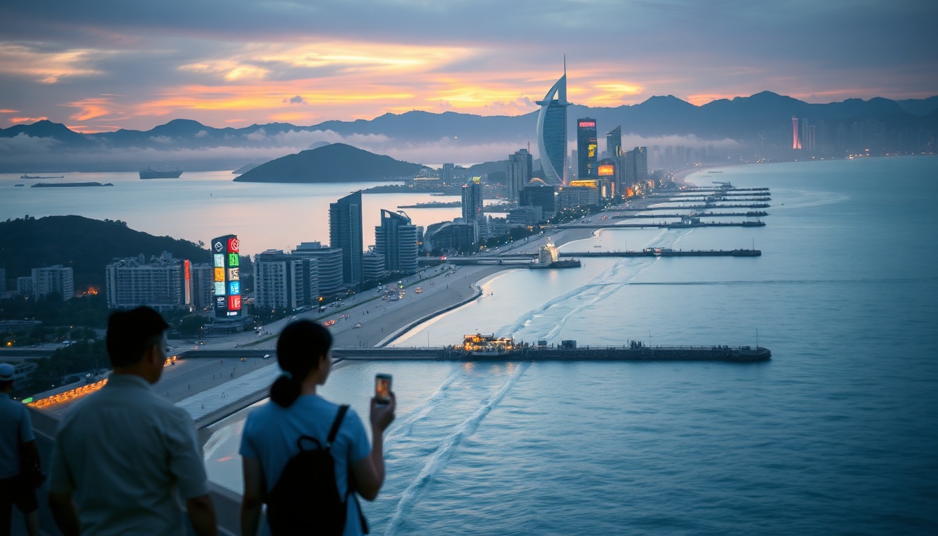 부산 여행 코스 여행 - aerial view of Busan city coastline with Haeundae beach and urban skyline, travel destination concept