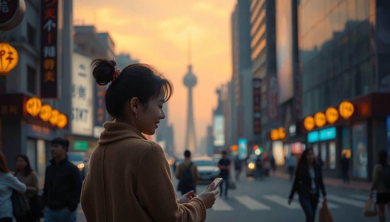 일본 여행자 보험 추천 - upper body shot of Korean woman with face visible, smiling while using smartphone to compare Japan travel insurance apps, natural hands, warm indoor lighting