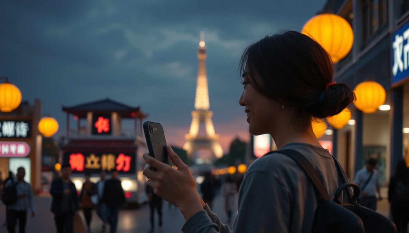 국내 여행자 보험 추천 - Korean woman upper body shot with face visible, smiling while using smartphone to purchase travel insurance app, natural hands