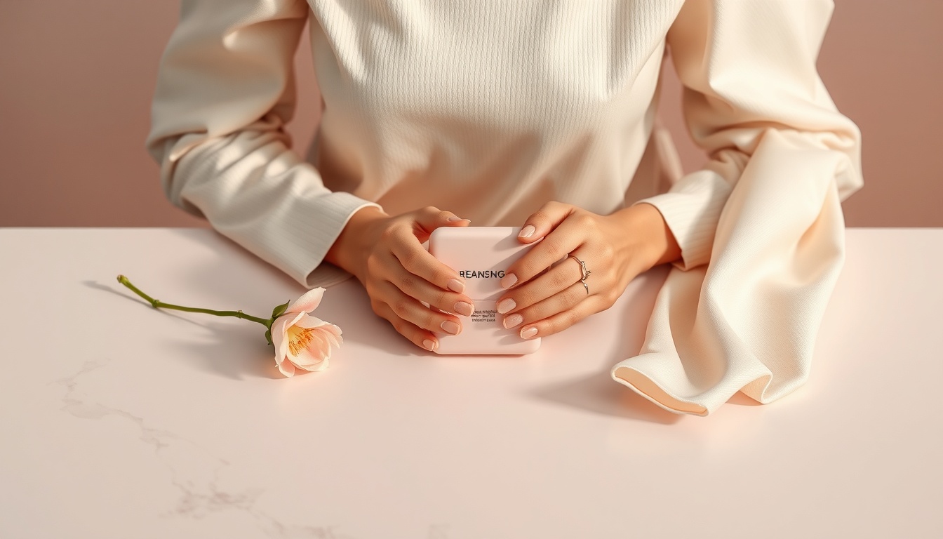 패키지 디자인 - Korean female designer upper body shot with face visible, working on package design sketch at desk, natural hands
