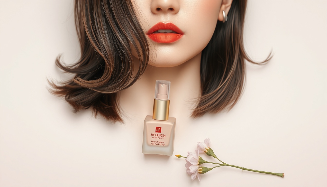 헤어 스타일 - Korean woman upper body shot with face visible, showing trendy layered hair style with soft waves in modern hair salon, natural hair style 2026