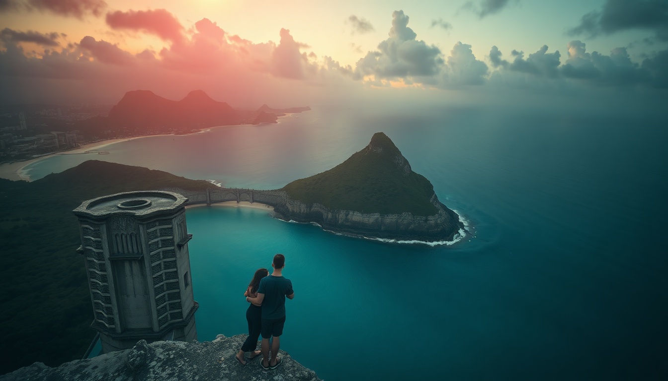 괌 여행 - two lovers point cliff in Guam overlooking turquoise ocean, scenic overlook, romantic travel spot