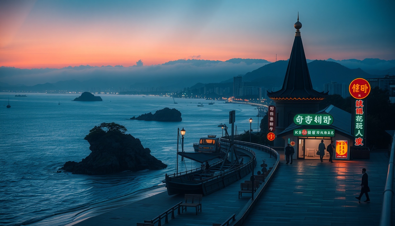 여수세계섬박람회 섬에서 - Yeosu coastal landscape with clear blue ocean and small islands, South Korea travel, world islands expo destination