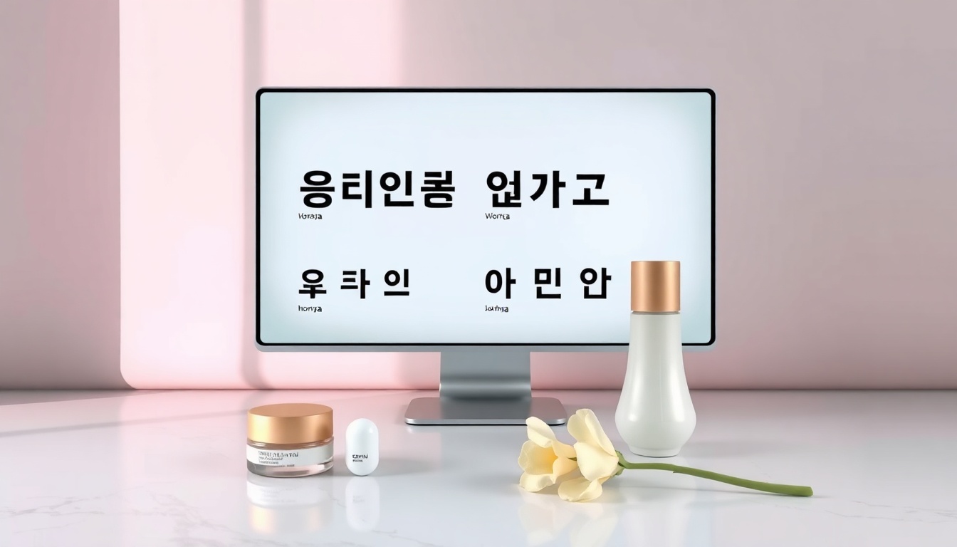 폰트 추천 - Korean font samples displayed on a monitor screen in a bright design studio, font recommendation for designers