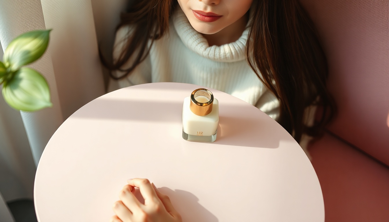 홈카페 꾸미기 - Korean woman upper body shot with face visible, sitting at home cafe corner with coffee mug, cozy morning light, natural hands