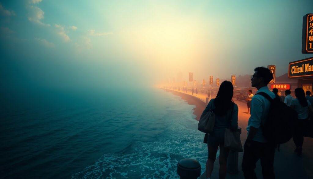 여름휴가 어디로 - aerial view of beautiful Korean summer beach with turquoise water and white sand, summer vacation destination concept