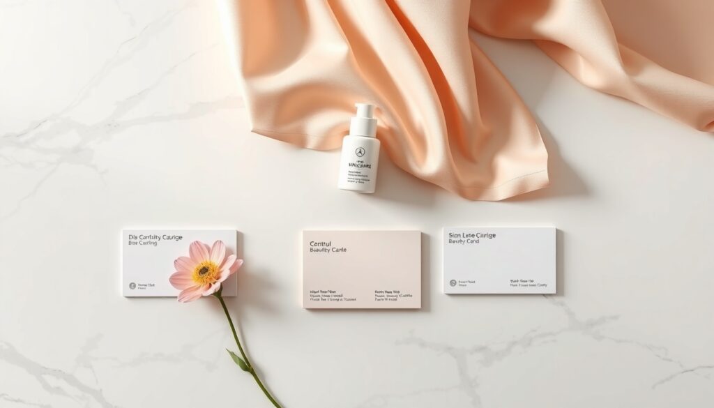 명함 디자인 - flat lay of modern business card designs on white marble desk, elegant and minimal style,명함 디자인 concept