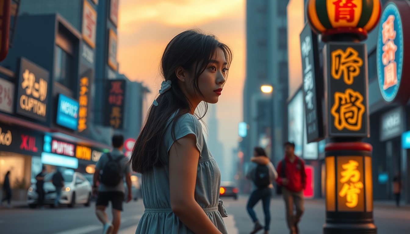 황금연휴 어디로 - Korean woman full body shot with face visible, wearing summer dress, standing at a beautiful ocean viewpoint, summer golden holiday travel in Korea