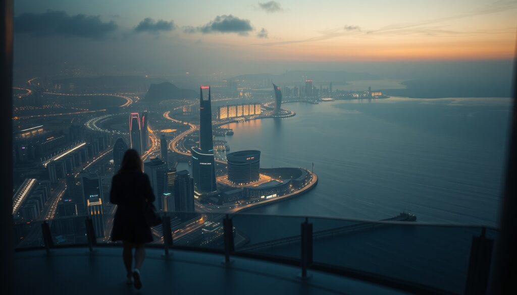 부산진해경제자유 구역청 - aerial view of Busan Jinhae free economic zone coastline, modern city meets ocean scenery, vibrant and scenic
