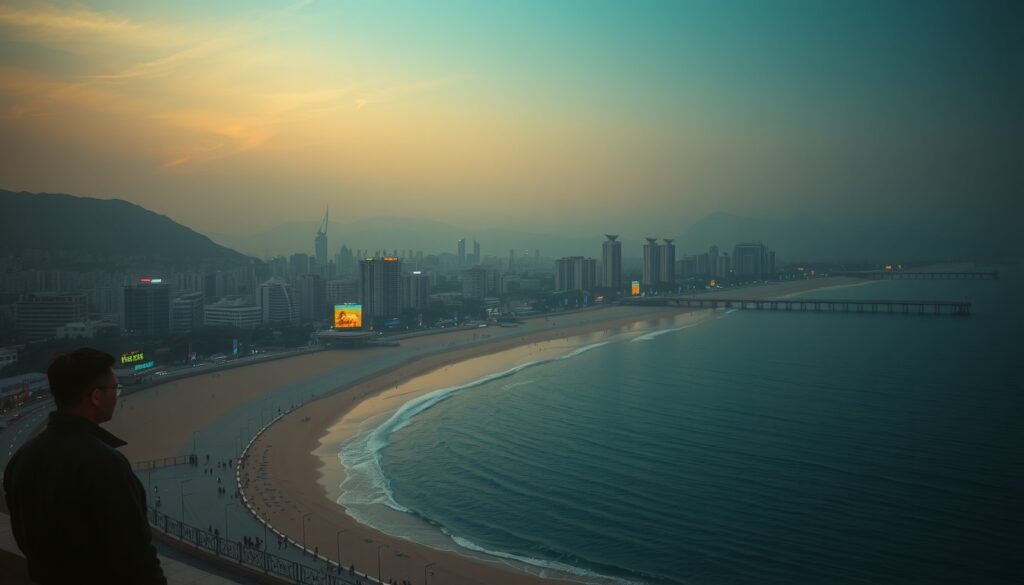 시민기자 역사 - aerial view of Songdo Beach Busan Korea, turquoise ocean and sandy shore, sunny summer day, travel concept