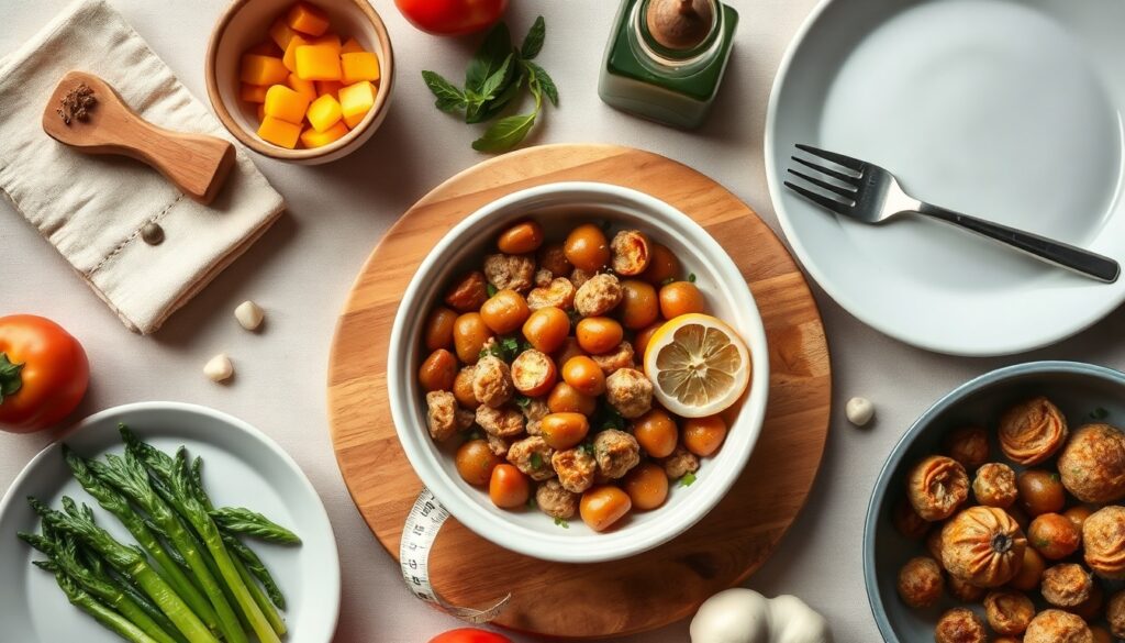 다이어트 방법 - flat lay of healthy meal prep containers, fresh vegetables and measuring tape on white background, diet method concept