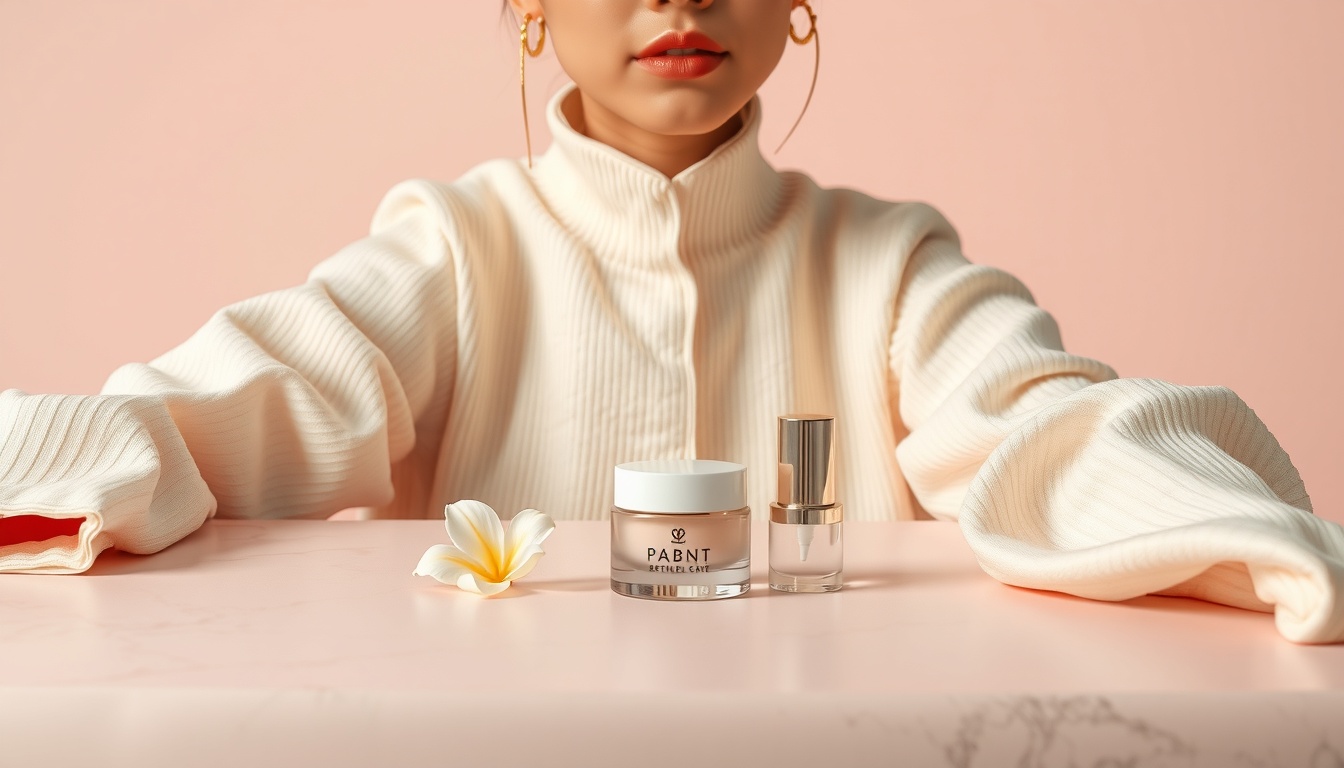 봄 코디 - Korean woman full body shot with face visible, wearing spring coordination outfit with beige trench coat and wide denim pants, standing outdoors with cherry blossoms, natural hands