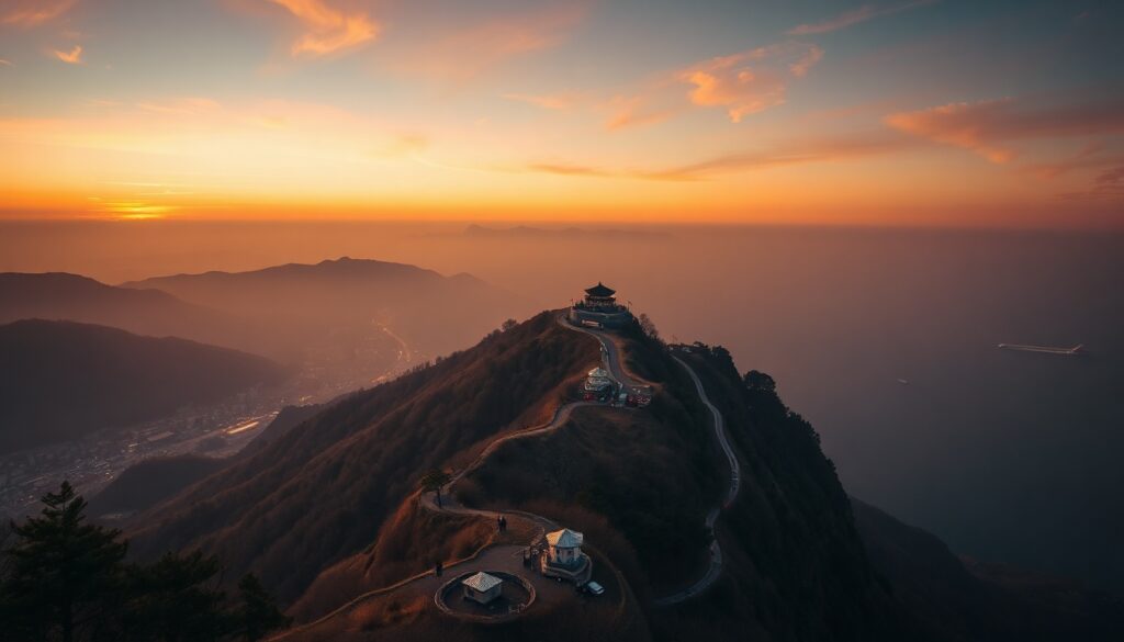 대한민국 국제 - aerial view of Gangwon-do mountain landscape in South Korea, scenic nature travel destination, no people