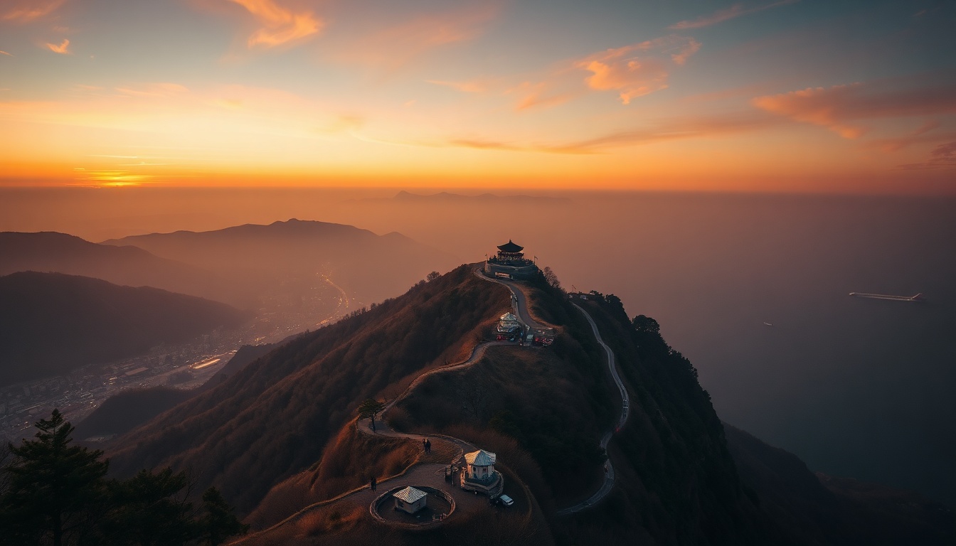대한민국 국제 - aerial view of Gangwon-do mountain landscape in South Korea, scenic nature travel destination, no people
