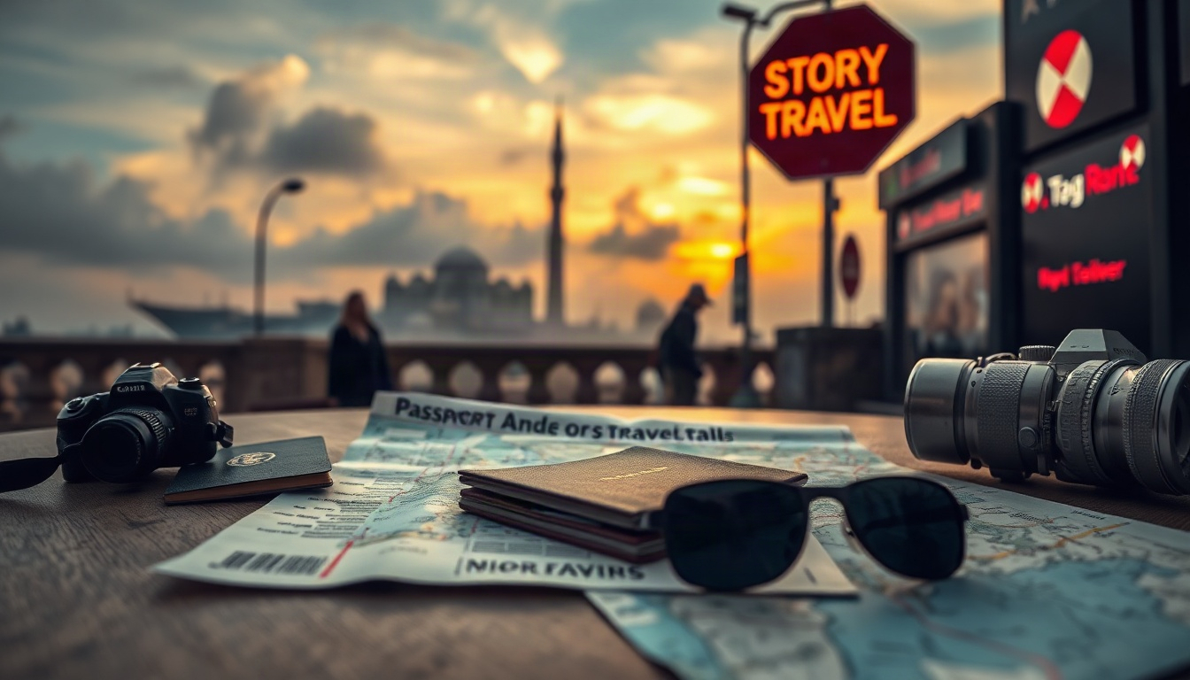 레저 브리핑 - flat lay of travel essentials including passport, map, sunglasses and camera on white background, leisure briefing concept 2026