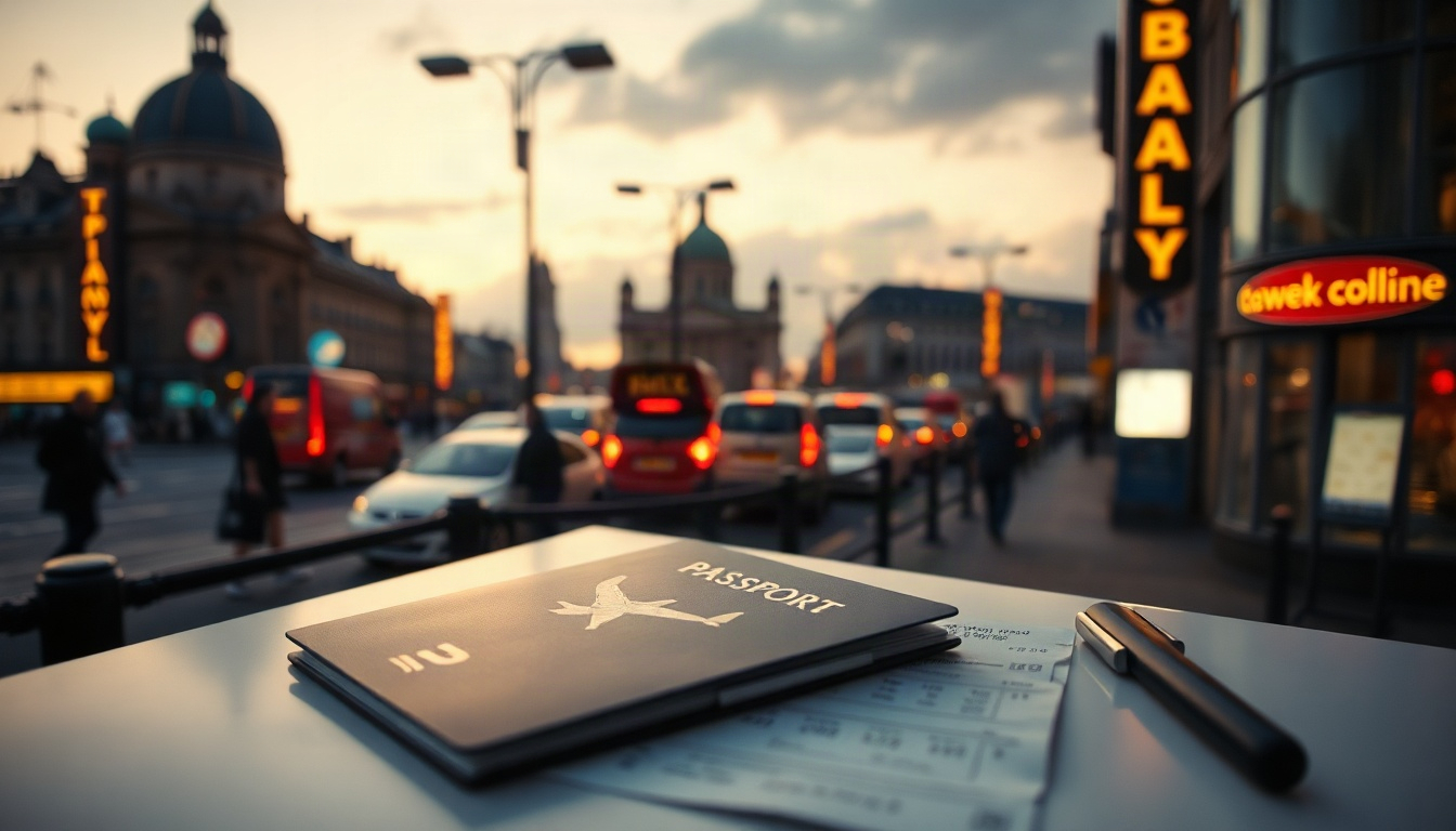 항공권 예약 - flat lay of passport, airplane ticket, and smartphone on white desk, affordable flight booking concept