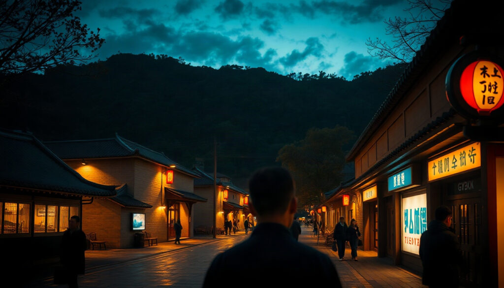 경북문화관광공사 올여름 - scenic night view of traditional Korean heritage site in Gyeongbuk, summer night travel, lanterns glowing