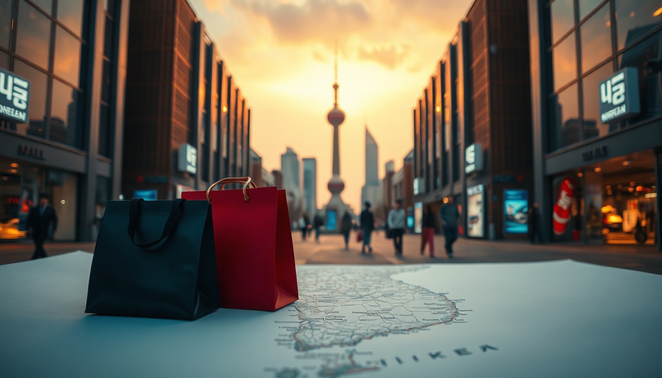 추천하는 백화점 - flat lay of luxury shopping bags and Korean map on white background, recommended department store travel concept