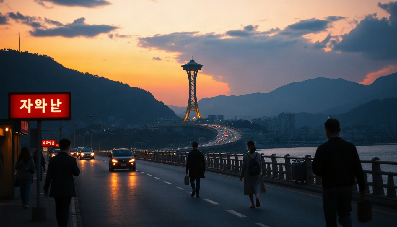 차에서 보니 - Korean coastal road drive BEST 5 infographic, scenic ocean highway summer travel, upper view of car on seaside road with blue sea