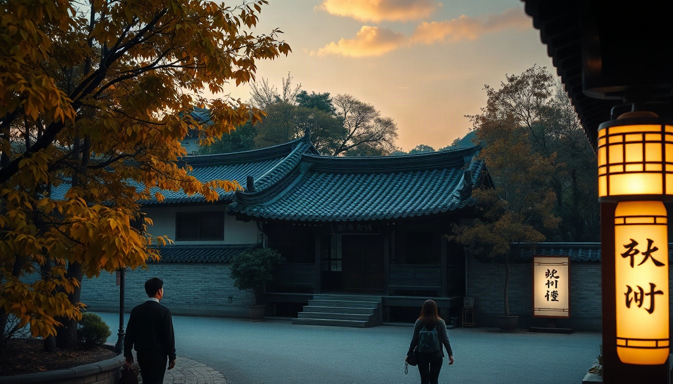경상북도 문화마을이야기 - traditional Korean hanok courtyard in Bongwha village with autumn foliage, cultural village story Gyeongbuk travel