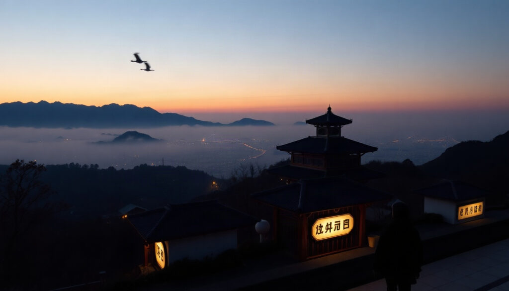 시론 관광의 - aerial view of South Korean countryside scenic landscape with mountains and small towns, K-tourism travel concept